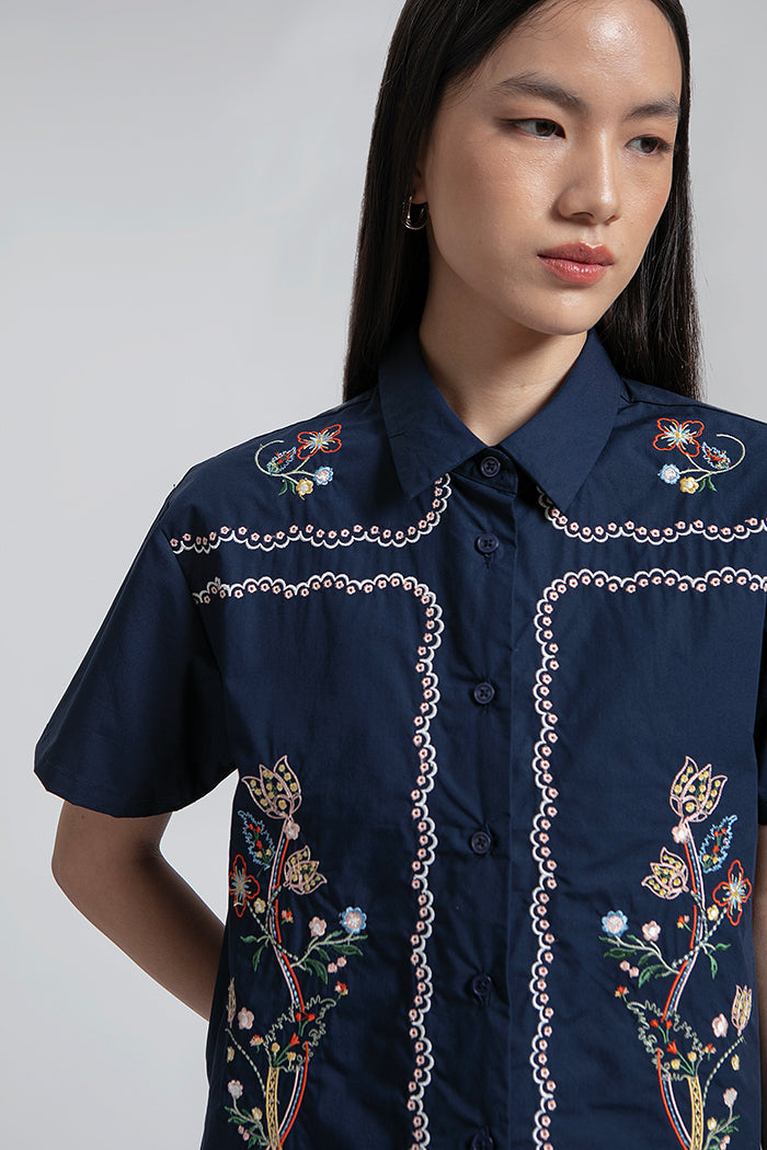 Navy Embroidery Amur