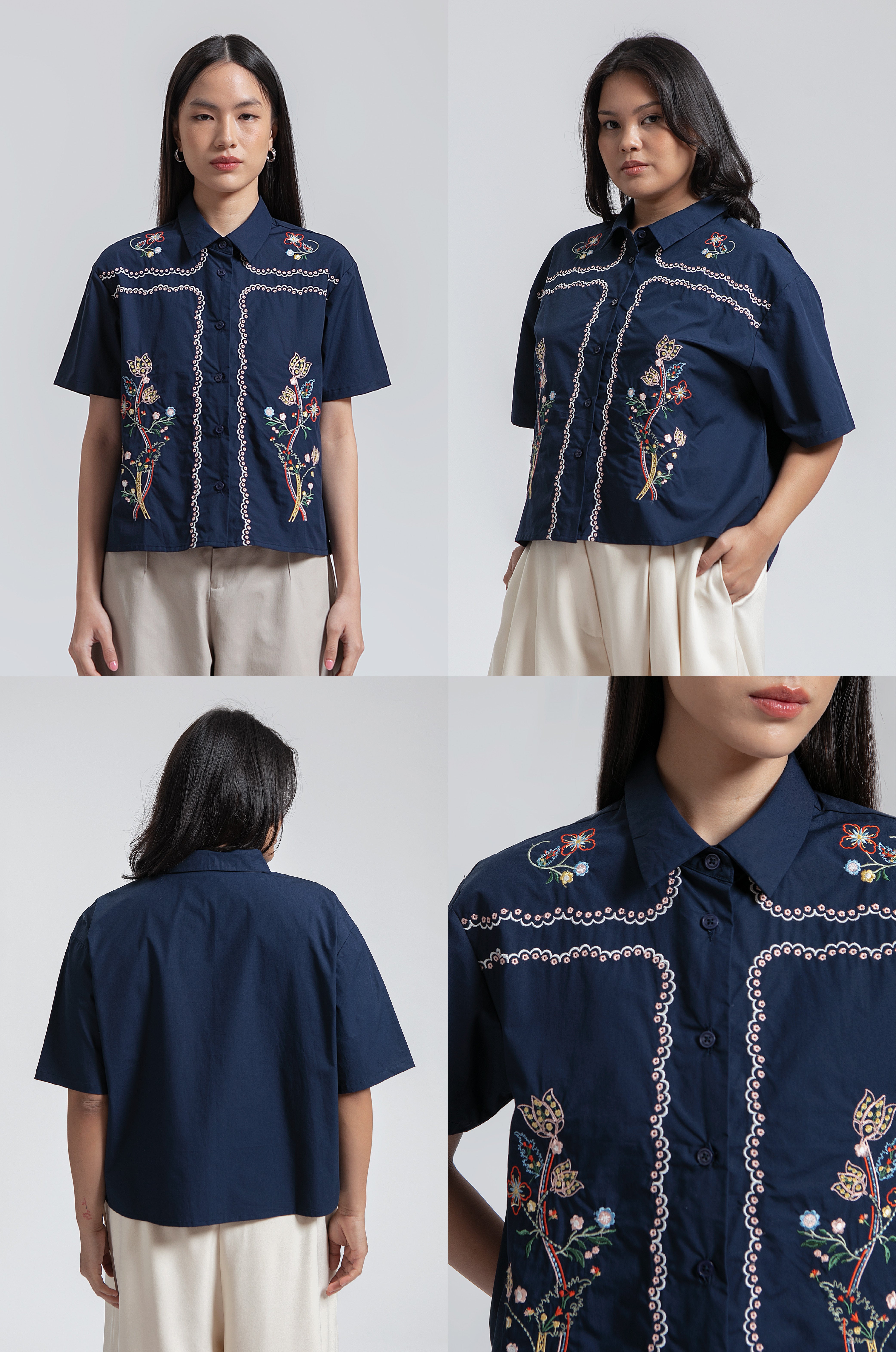 Navy Embroidery Amur