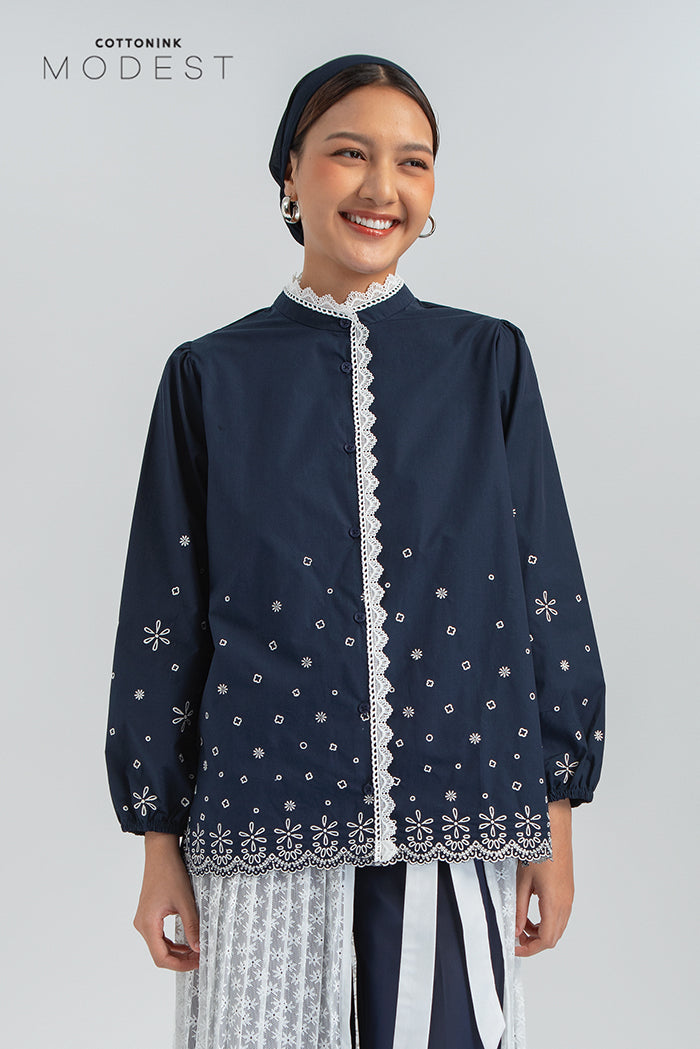 Navy Embroidery Nadra