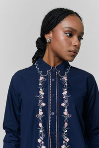Navy Embroidery Fiosa