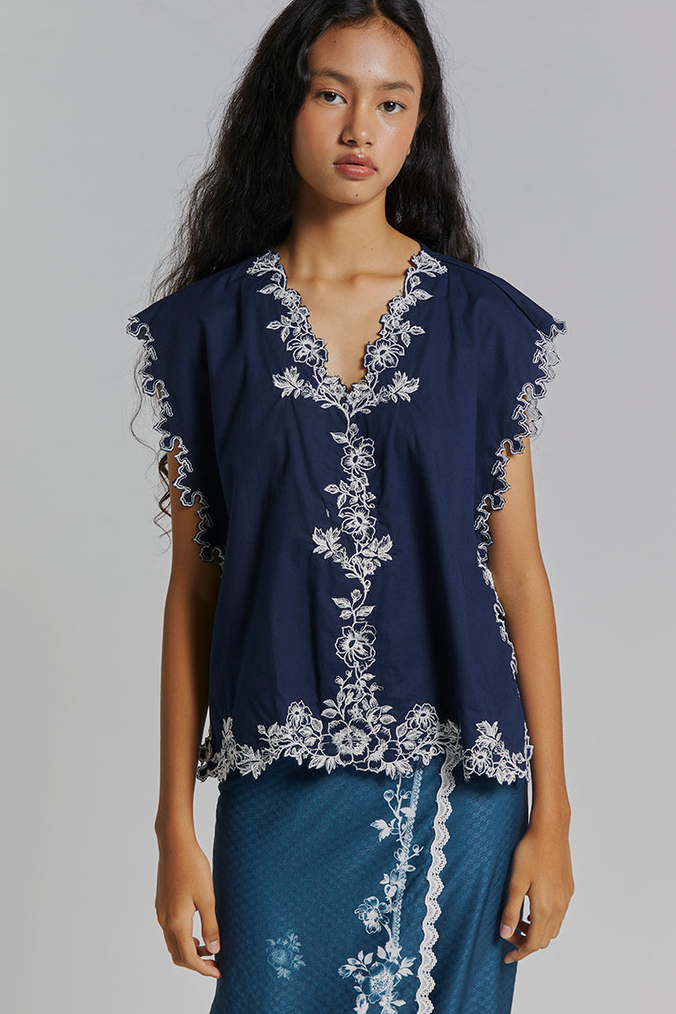 Navy Floral Araceli