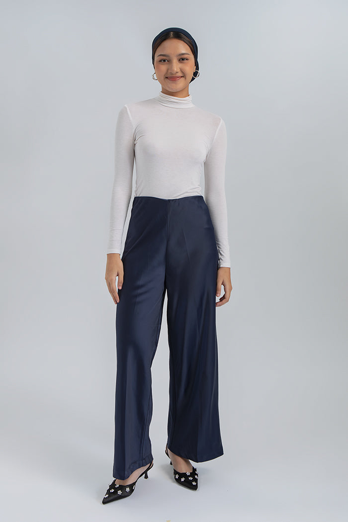 Navy Satin Pama