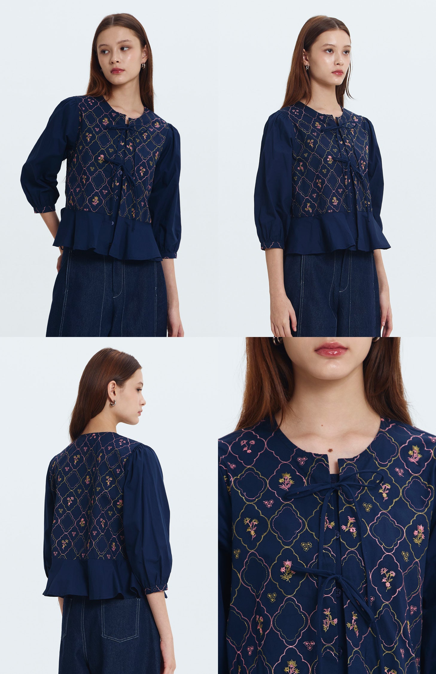Navy Embroidered Karila