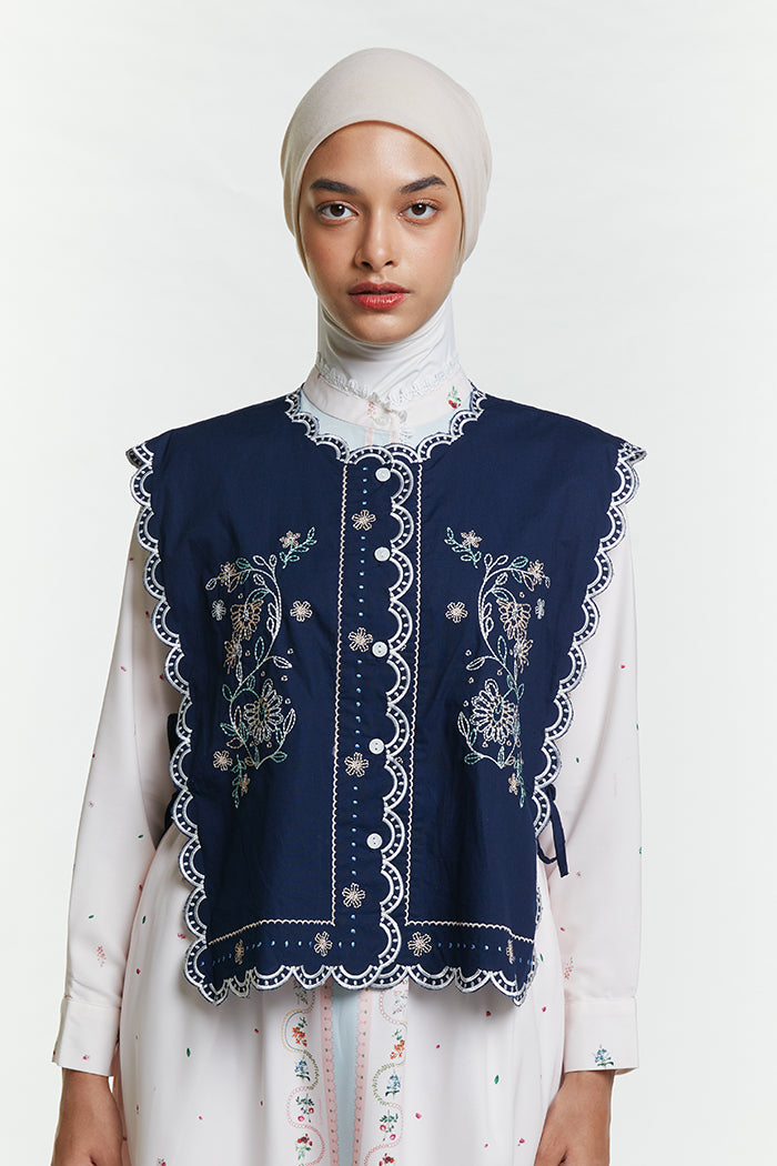 Navy Embroidery Sabya