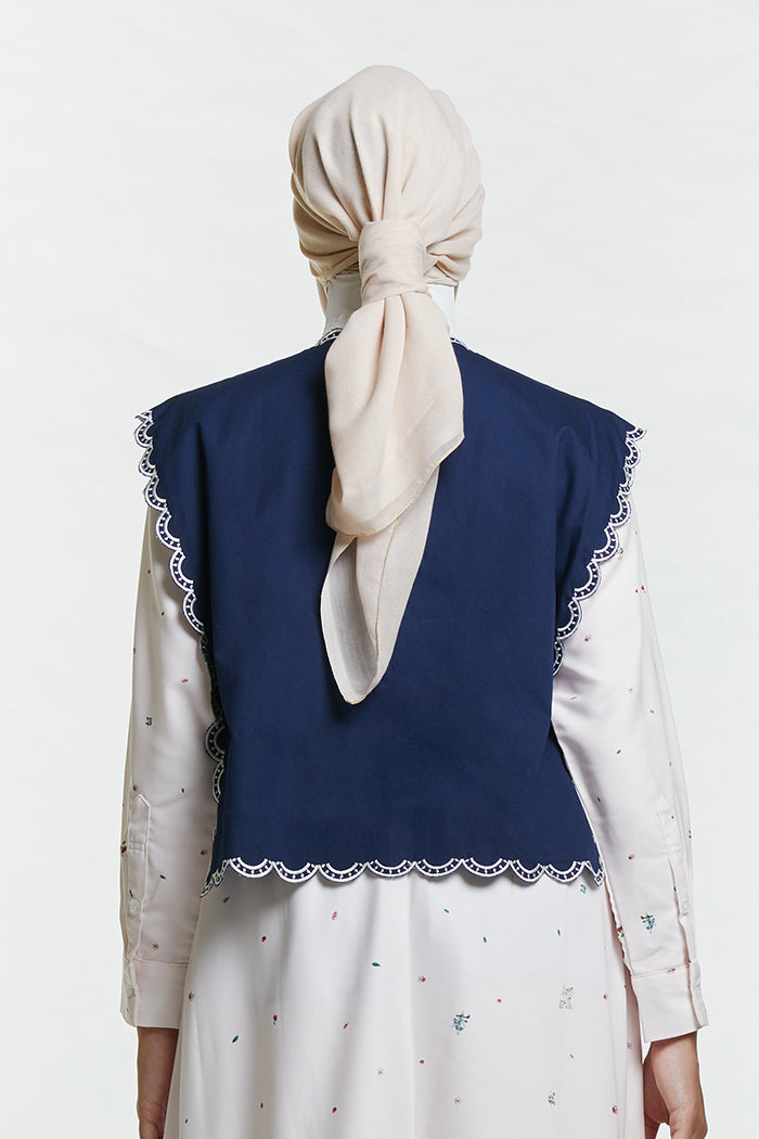 Navy Embroidery Sabya