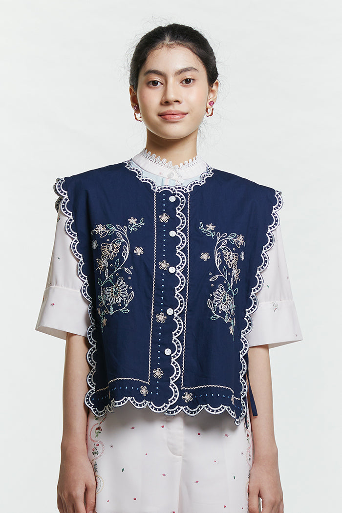 Navy Embroidery Sabya