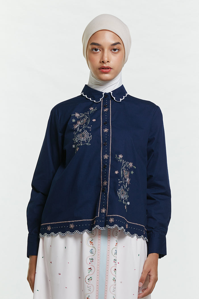 Navy Embroidery Zeran