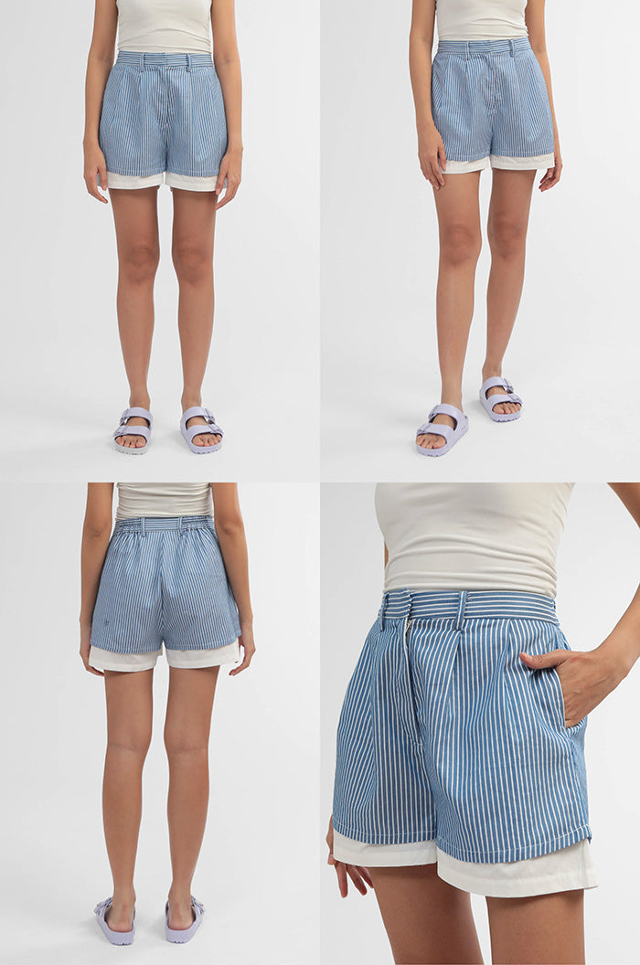 Navy Striped Felpa