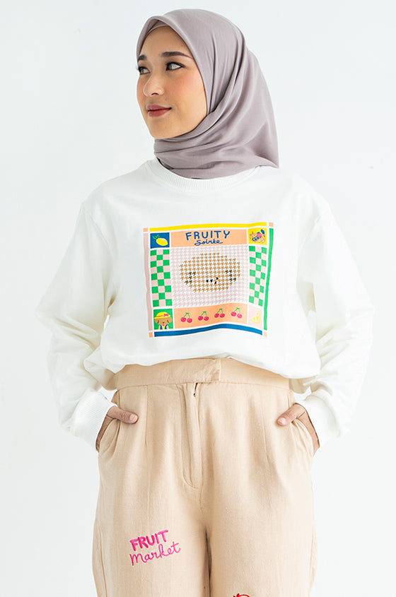 Syaline Hijab - Ollie Graphic Top Off-white