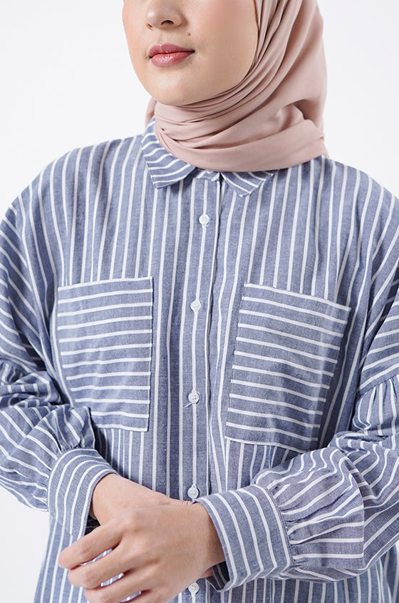 Syaline Hijab - Shanina Navy Blue Stripes