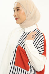 Syaline Hijab - Layla Shirt Navy Blue Stripe