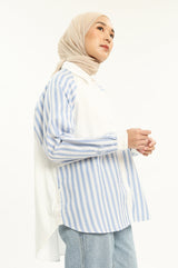 Syaline Hijab - Skylar Shirt Blue Stripe