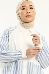 Syaline Hijab - Skylar Shirt Blue Stripe