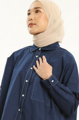 Syaline Hijab - Utari Shirt Navy Blue