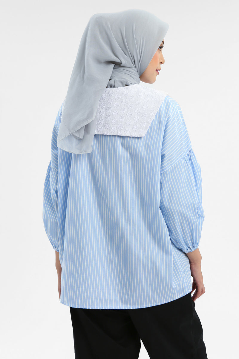 Syaline Hijab - Ella Shirt Blue Stripe