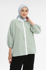 Syaline Hijab - Molly Shirt Green Stripe