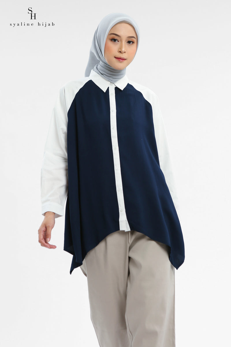 Syaline Hijab - Nina Shirt Navy Blue